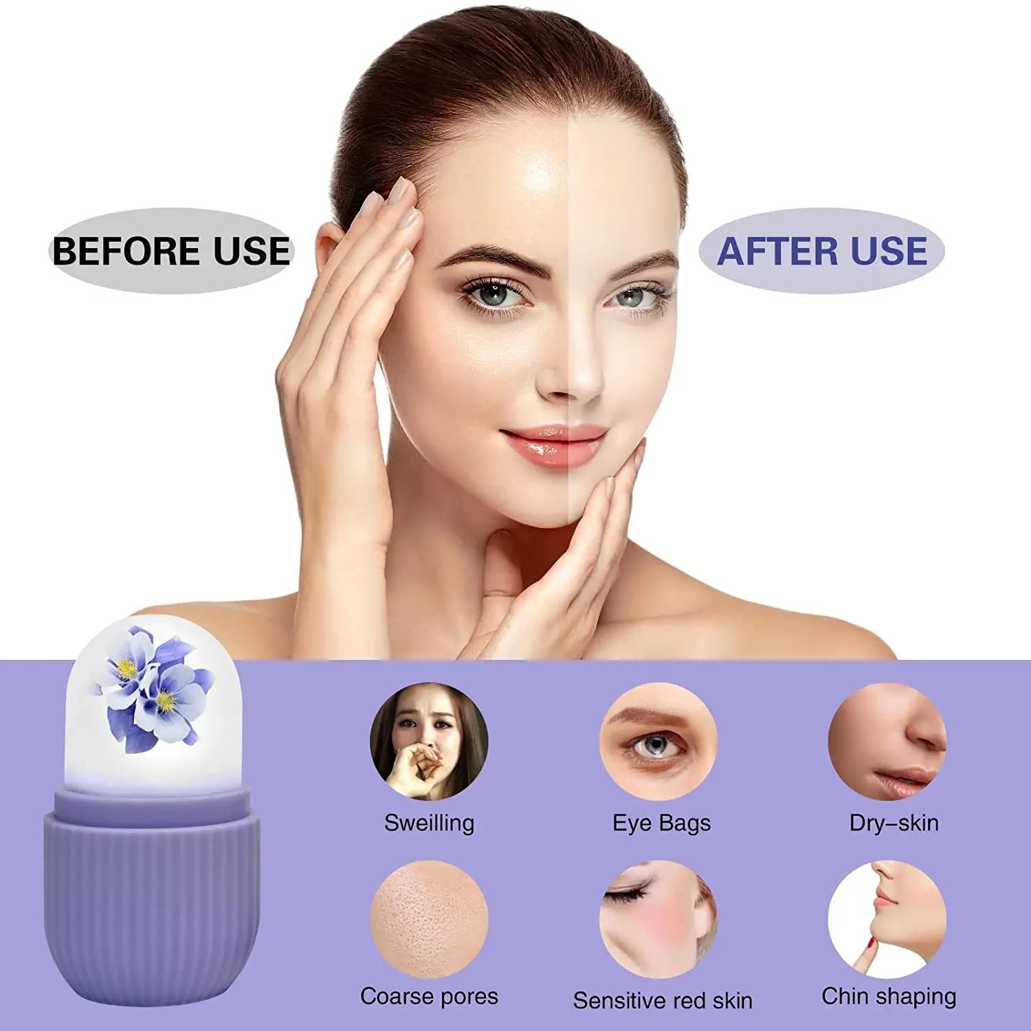BEAUTY ICE ROLLER FOR FACE MASSAGER & EYE REUSABLE FACE ROLLERS FACIAL ROLLER ( Purple Color) BEAUTY ICE ROLLER FOR FACE MASSAGER & EYE REUSABLE FACE ROLLERS FACIAL ROLLER ( Purple Color)